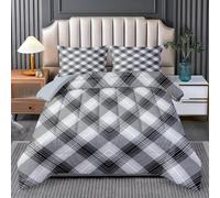 RLYXGS Kids Single Coverless Duvet Tartan Chequered 3-Piece Printed