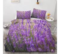 RLYXGS Lavender Duvet Cover Sets Double Reversible Purple Flowers Bedding 200x200 Soft Microfiber 3D Printed Quilt Cover 3Pcs With Zipper Closure+2 PillowCases Bedroom Decor R65