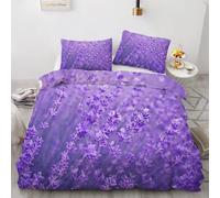 RLYXGS Lavender Duvet Cover Sets King Reversible Purple Flowers Bedding 230X220 Soft Microfiber 3D Printed Quilt Cover 3Pcs With Zipper Closure+2 PillowCases Bedroom Decor R71