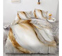 RLYXGS Marble Duvet Cover Sets Double Reversible Gold Bedding 200x200 Soft Microfiber 3D Printed Quilt Cover 3Pcs With Zipper Closure+2 PillowCases Bedroom Decor R214