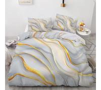 RLYXGS Marble Duvet Cover Sets King Reversible White Bedding 230X220 Soft Microfiber 3D Printed Quilt Cover 3Pcs With Zipper Closure+2 PillowCases Bedroom Decor R174