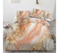 RLYXGS Marble Duvet Cover Sets Single Reversible Gold Bedding 135x200 Soft Microfiber 3D Printed Quilt Cover 3Pcs With Zipper Closure+2 PillowCases Bedroom Decor R261