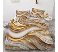 RLYXGS Marble Duvet Cover Sets Single Reversible Gold White Bedding 135x200 Soft Microfiber 3D Printed Quilt Cover 3Pcs With Zipper Closure+2 PillowCases Bedroom Decor R113
