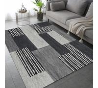 RLYXGS Modern Geometry Area Rug Vintage Gray Black 3D Non-Slip Rug 80x150cm, Soft Washable Carpet for Living Room Dining Room Bedroom Hallway Office Floor Door Mat Decorative Indoor Rug 3R3069