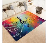 RLYXGS Musical Symbols Area Rug Color Musical Notes 3D Non-Slip Rug 60x110cm, Soft Washable Carpet for Living Room Dining Room Bedroom Hallway Office Floor Door Mat Decorative Indoor Rug 3R1129
