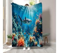 RLYXGS Whale Blanket Ocean Animals Pattern Fluffy Flannel Throw for Kids Girls Boys Soft Warm Throw Blanket Bedroom Decor for Bed Couch Sofa 40x50 inch 1R192