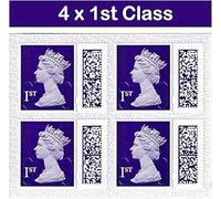 RM First Class Postage Stamps, Self-Adhesive, 4 Pack, Purple, with Barcode