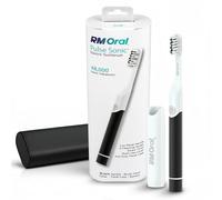 RM Oral Pulse Sonic Powered Toothbrush with 48,000 Sonic Vibrations, Metal Handle, Soft Bristles, Travel Case, 2 Modes for Whitening & Plaque Removal, 2-Minute Smart Timer, Black