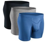 RM Real Men Real Men Bulge Enhancing Pouch Underwear for Men - 1 or 3 Pack Set - Modal Boxer Briefs ABCD Pouch, B Pouch 3 Pack 7 Inch Blue Slate Heather Grey, XS