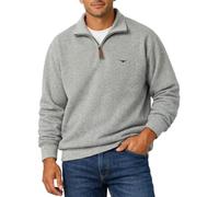 RM Williams Mens Mulyungarie Half Zip Sweatshirt Grey Marl Premium Cotton Blend Quarter Zip Pullover with Longhorn Logo Smart Casual Fleece Jumper for Men (UK, Alpha, XXL, Regular, Regular, Grey Marl)
