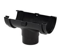 RM305b Black Polypipe Mini Gutter Running Outlet Half Round for shed, Conservatory, Porch etc Mini guttering 75mm NOT Standard guttering - Smaller