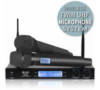 RM30T UHF Wireless Radio Microphone System Twin Hand Held Mics DJ Disco Cased