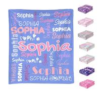 Rmaphy Personalized Blanket for Kids Adult Custom Blanket with Name Customized Flannel Blanket Boys Girls-Lightblue 30×40