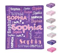 Rmaphy Personalized Blanket for Kids Adult Custom Blanket with Name Customized Flannel Blanket Boys Girls-Purple 10×15