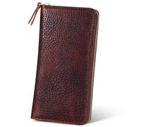 RMAWRAD genuine leather long bi-fold wallet/card holder, unisex, made of full-grain cowhide, with card slots and a coin purse, Coffee brown, Long style, Business