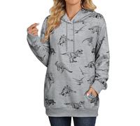 RMCMS Women Cute Dinosaur Graphic Hoodies Lightweight Comfrt Pullover Hoodies Casual Sweatshirts with Pockets, G-grey, S