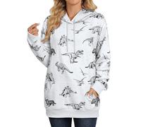 RMCMS Women Cute Dinosaur Graphic Prime Sweatshirt Tees Ladies Bestie Fun Hoodies Pullover Tops, H-white, S