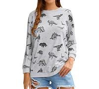 RMCMS Women Cute Dinosaur Graphic Prime Sweatshirt Tees Ladies Bestie Fun Hoodies Pullover Tops, J1-grey, L