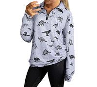 RMCMS Women Cute Dinosaur Graphic Prime Sweatshirt Tees Ladies Bestie Fun Hoodies Pullover Tops, L-grey, XXL