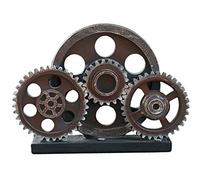 Rmdusk Industrial Steampunk Gear Train Figurine, Cog Wheel Statue, Resin Model, Home Bar Décor Ornament 7.7" H Copper