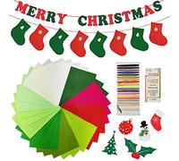 RMENOOR 34Pcs Felt Fabric Sheets 30x20cm Christmas Craft Felt Set Colored Felt Sheets Soft Sewing Felt Fabric with Needle & Thread Christmas Crafts for DIY Art Making Christmas Decorations -10 Colors