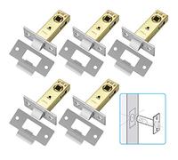 RMENOOR 5 Pcs Tubular Mortice Fasteners, 45mm Chrome Latches, Premium Door Mechanism with Polished Plate & Screws for Internal Doors, Fits Most Lock Handles