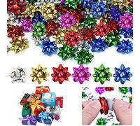 RMENOOR 50Pcs Christmas Metallic Gift Bows, 1.5 Inch Mini Gift Wrap Bows Self Adhesive Gifts Bows Christmas Foil Bows Metallic Bows for Gift Wrapping, Holiday, Birthdays, Weddings,Craft (6 Color)