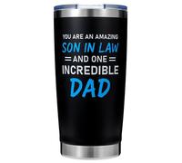 Rmeosye Gift for Son in Law from Mom or Dad in Law, You Are an Amazing Son in Law and One Incredible Dad Tumbler, 20oz Stainless Steel Insulated Travel Mug, Birthday Christmas Father's Day Gift
