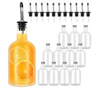 RMERVE Plastic Bottles, 16 Oz, 12 Pack, Transparent, with Pourer & Caps - Ideal for Liquor, Juice, Syrup, Storage & Pouring
