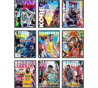 RMISODO Basketball Stars Wall Art, Prints Basketball Sports Poster, Kobe Byrant Curry James Lebron James Steph Harden Kevin Durant - Set of 9 (Unframed 8"x10")