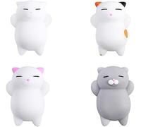 RMISODO Squishies Kawaii, 4 Pcs Cat Squishy Mini Squishies Stress Mochi Cute Animals Cat - Size: 2.3 inch x 1.5 inch