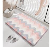 RMJCXYS Bathroom Floor Mats Blue Pink Ripples Bath Mats Non Slip Soft Microfibers Fluffy Bathmat Washable Bathroom Rug Super Absorbent Shower Mat Outside Shower (50x80 cm)