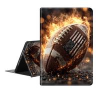 RMJKXQZG for Fire HD 10/HD 10 Plus Tablet (13th/11th, 2023/2021), Auto Wake/Sleep Flexible-Angle Viewing Stand Ultra Thin Lightweight for Amazon Fire HD 10 Tablet Case, American Flag Flaming Football