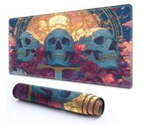 RMJKXQZG for MTG Playmat 24" x 14" with High Elastic Rubber Base Non-Slip Rubber Sole HD Printing for TCG Mat Magic Playmats MTG Game Mat, Pink Roses Dark Skulls