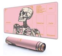 RMJKXQZG for MTG Playmat with Zones 24" x 14" with High Elastic Rubber Base Non-Slip Rubber Sole HD Printing for MTG Mat Magic Mat Card Playmat Magic Playmat Mouse Pad, Skeleton On A Pink Background