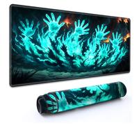 RMJKXQZG MTG Playmat 27.5" x 15.74" with High Elastic Rubber Base Non-Slip Rubber HD Fade-Resistant Printing Durable TCG Gaming for Card Games Desk Mat & Mouse Pad, Blue Flame Spectral Hands