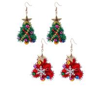 RmKbe 2 Pairs Colourful Christmas Tree Earrings Xmas Drop Dangle Earrings Lovely Christmas Tree Earrings Party Xmas Jewelry Gift for Women Girls