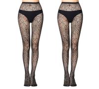 RmKbe 2 Pieces Halloween Spider Web Tights Witch Fancy Dress Costume Black Sexy Fishnet Stockings Halloween Costume Accessories for Women