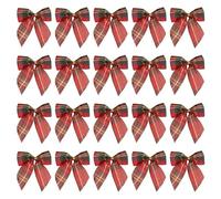 RmKbe 20pcs Red Tartan Check Bows Christmas Buffalo Plaid Bows Decorations Mini Plaid Ribbon Bows Indoor Outdoor Home Decoration for DIY Crafts Christmas Tree Decoration (7 * 7.5cm)