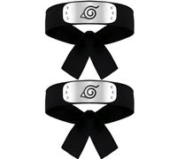 RmKbe 2pcs Leaf Village Ninja Headband Anime Cosplay Headwear with Metal Logo, Plated Adjustable Ninja Warrior Accessories, Halloween Costume Party Props.