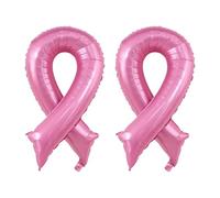 RmKbe 2pcs Pink Ribbon Foil Balloons Breast Cancer Party Balloon Ribbon Shaped Foil Balloons Breast Cancer Party Decoration Supplies for Women
