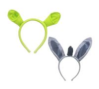 RmKbe 2pcs Plush Donkey Ears Headband and Green Ogre Ears Headband Animal Ears Headbands Role Play Party Accessories Halloween Costume Accessories for Adults Kids