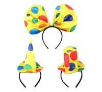 RmKbe 3 Pieces Clown Hat Headband Clown Top Hat Jumbo Polka Dots Headwear Bowknot Headdress Hairband Jester Headband for Halloween Cosplay