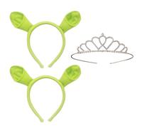 RmKbe 3pcs Green Ogre Ears Headband and Crown Monster Ogre Cosplay Costume Halloween Cosplay Party Headwear Party Accessories for Adult