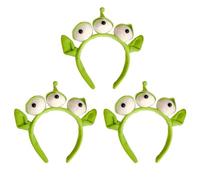 RmKbe 3pcs Plush Three-Eyed Funny Anime Hairpin Green Monster Alien Headband for Face Wash Makeup