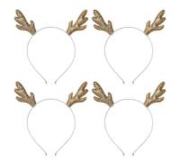 RmKbe 4pcs Christmas Glitter Antlers Headband Xmas Hair Band Headpiece Glitter Elk Antlers Headbands Holiday Reindeer Headband for Women Girls