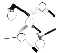 RmKbe 5pcs Halloween Horror Hair Bands Axe Hammer Pattern Headband Plastic Bloody Headwear Zombie Cosplay Headband for Halloween Carnival Masquerade
