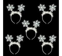 RmKbe 5pcs Snowflake Headband Feather Hair Hoop Snowflake Head Boppers Christmas Fancy Dress Accessory for Women