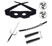 RmKbe 6pcs Kids Ninja Toy Weapon Set Nunchaku Swords Mask Ninja Warrior Toy Photo Booth Props Kids Dress Up Cosplay Role Play Accessory for Cosplay