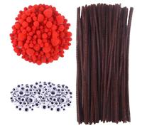 RmKbe 850 Pieces Christmas Reindeer DIY Craft Set 100pcs Pipe Cleaners 400pcs Pompoms 450pcs Wiggle Googly Eyes Christmas Reindeer Craft Accessories for Craft